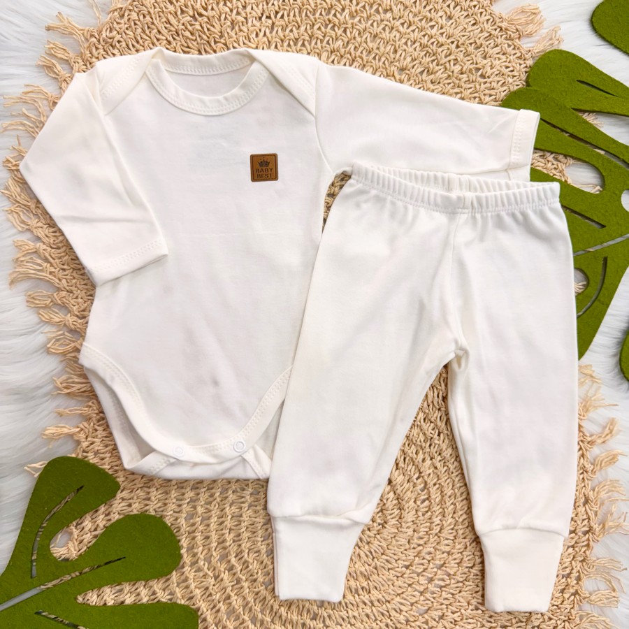 Conj. Body e Calça 100% Algodão Pima com Proteção UV50+ - Off White